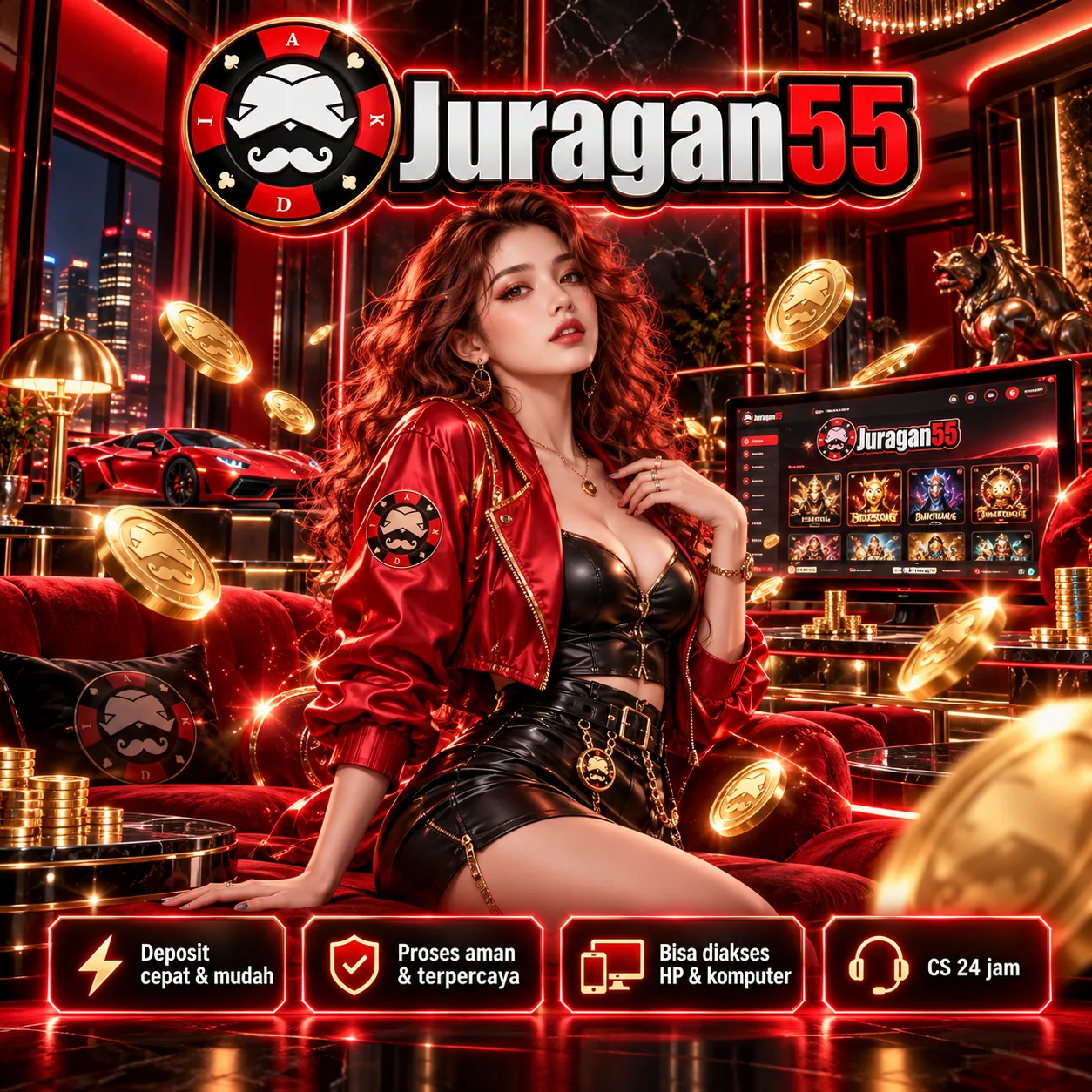 Banner JURAGAN55 NEW bertema game digital pada halaman beranda